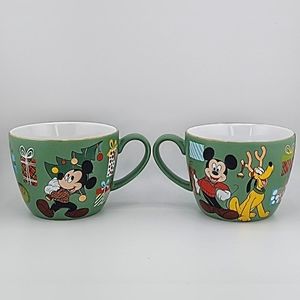 Disney Christmas Coffee Mugs (2) - Mickey Mouse, Minnie, Pluto